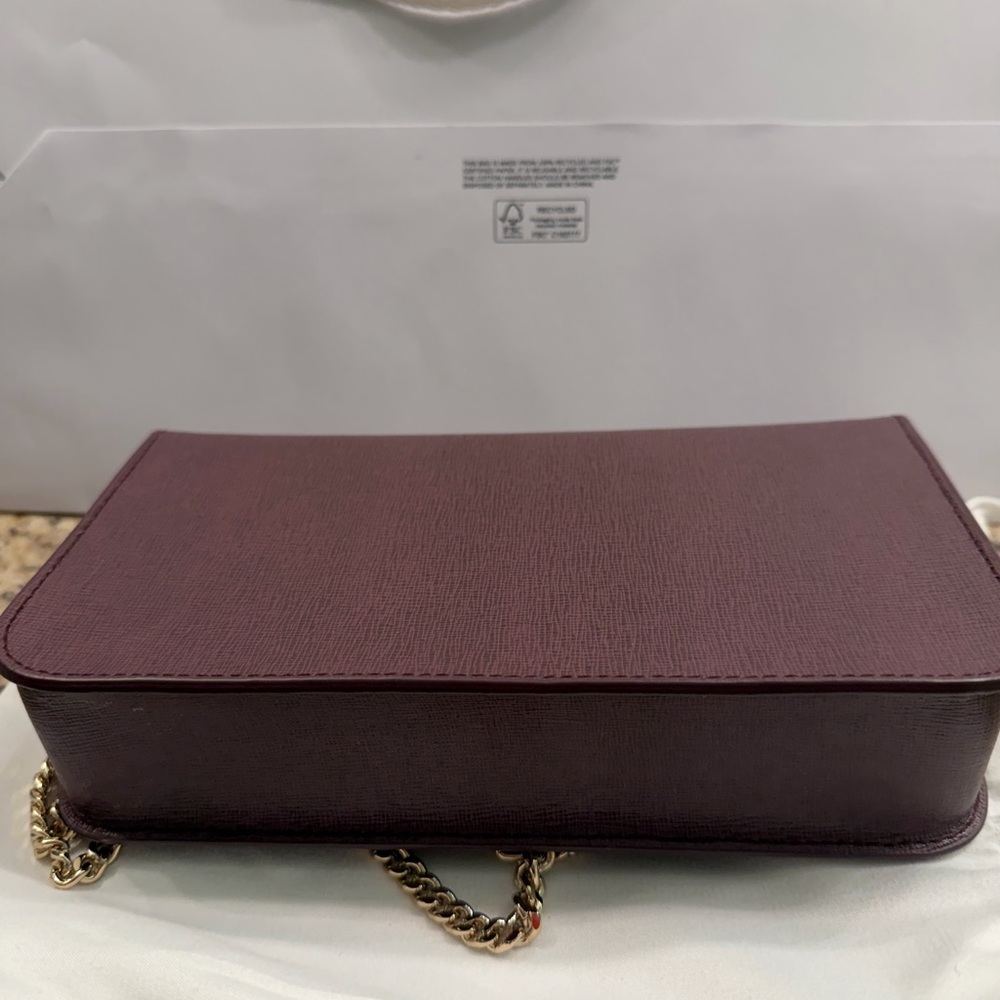 Furla Deep Plum Crossbody with Gold Chain - Picture 3 of 4
